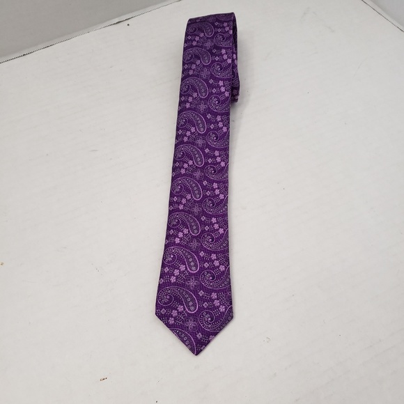 Ted Baker London Floral Paisley Silk Purples Tie - Picture 5 of 8